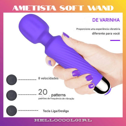 Ametista Soft Wand 8 Velocidades e 20 Padrões de Vibração Controle Total