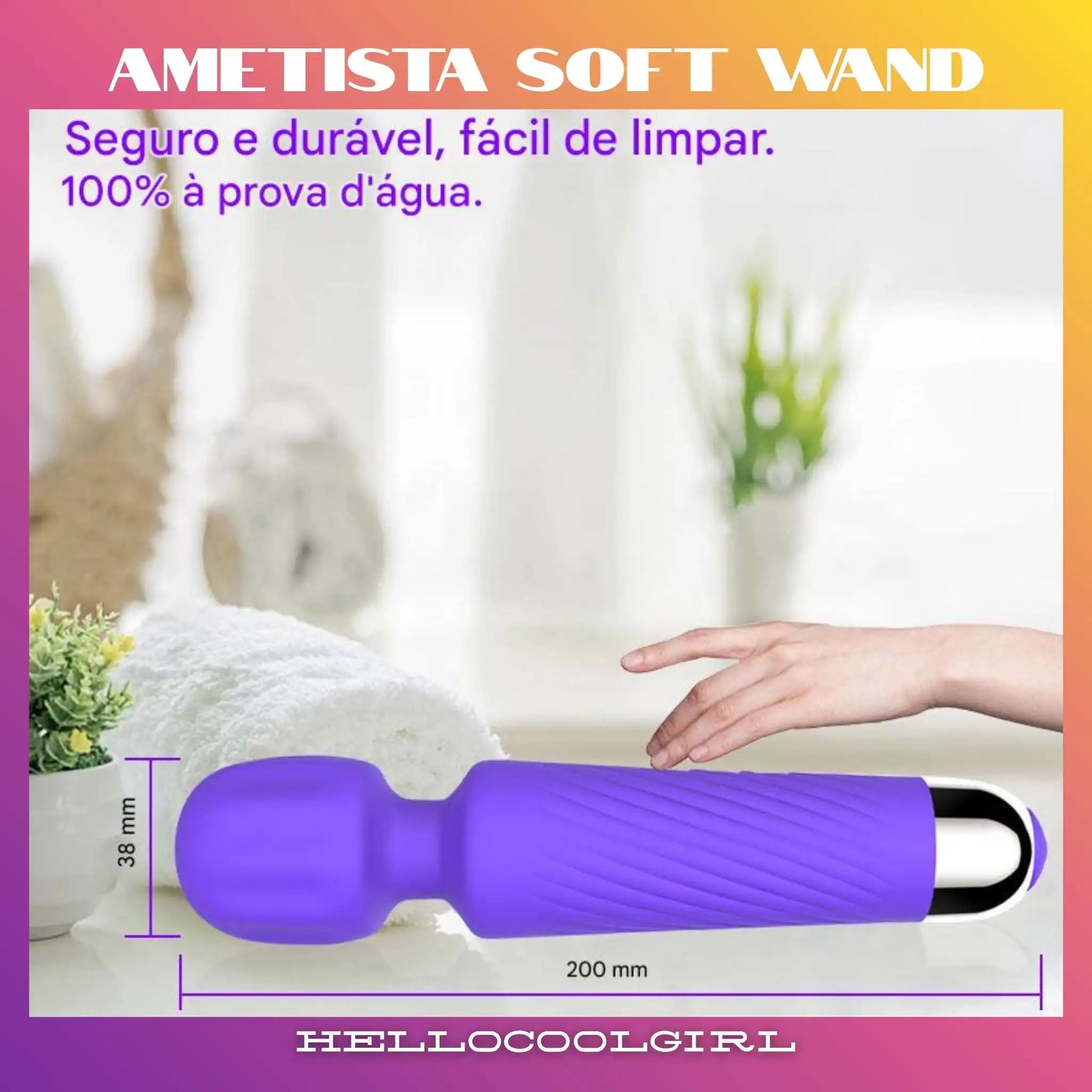 Ametista Soft Wand Tamanho 200mm por 38mm Ergonômico Roxo Brasil