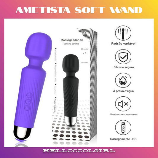 Ametista Soft Wand Massageador Terapêutico 20 Modos e 8 Velocidades Roxo Brasil PIX