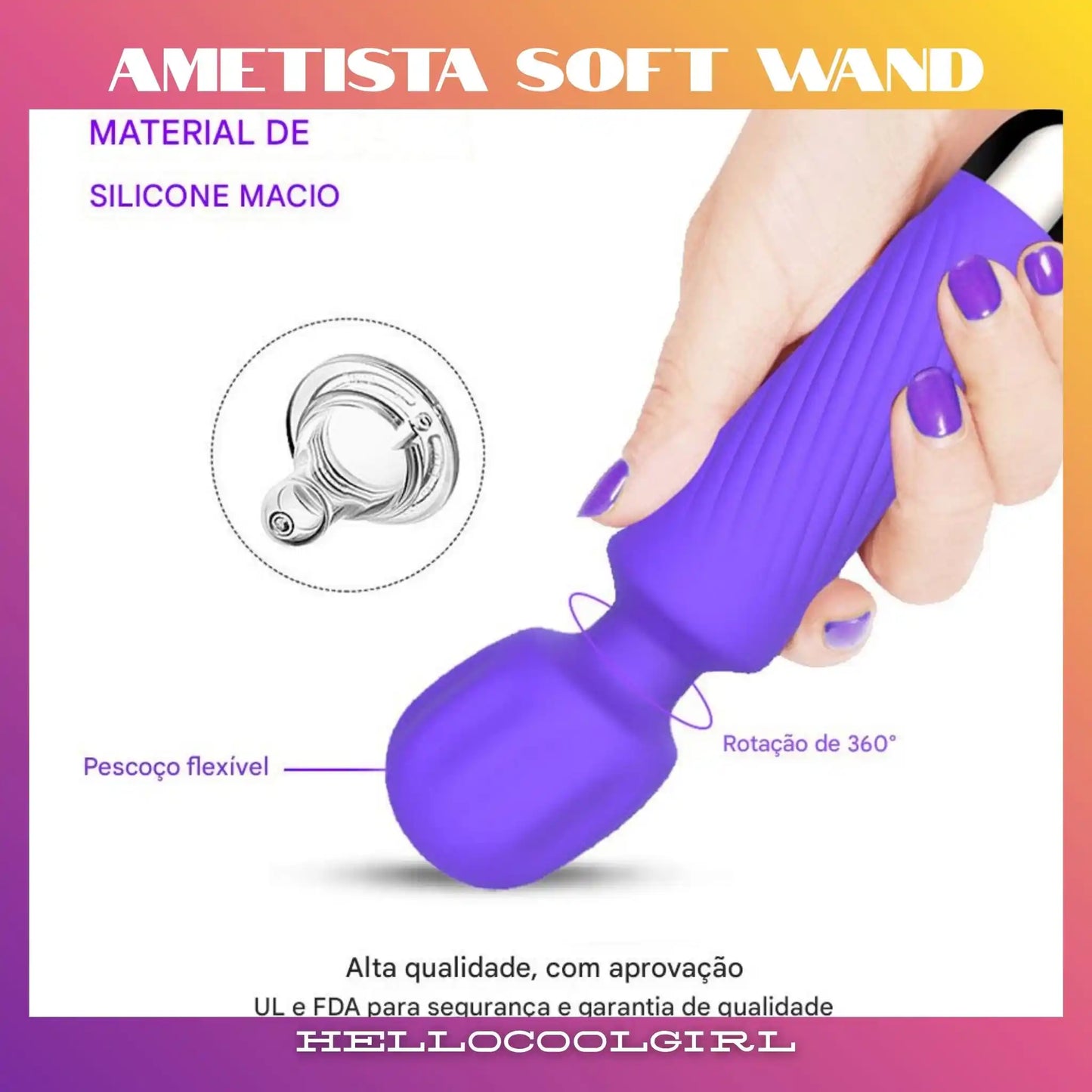 oAmetista Soft Wand Silicone de Grau Médico Pescoço Flexível 360 Graus SSL