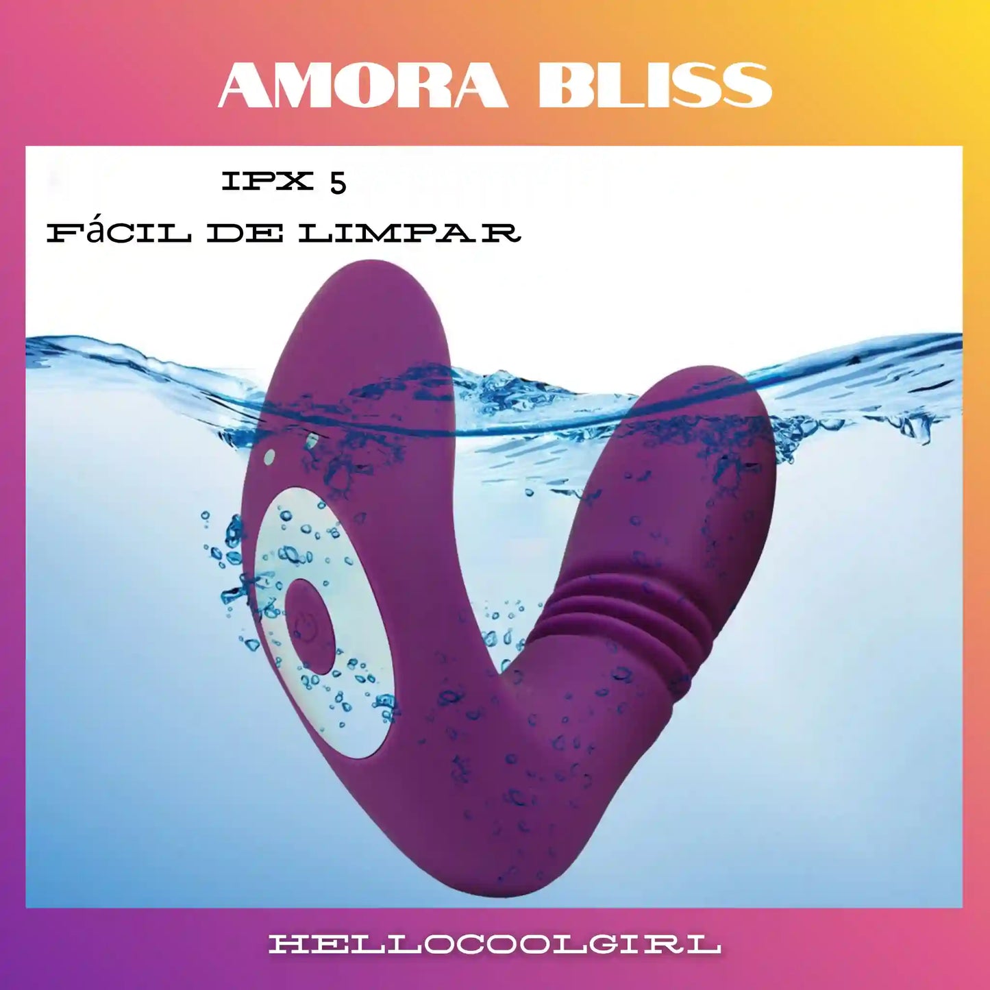 Amora Bliss massageador impermeável IP5 fácil de limpar roxo.