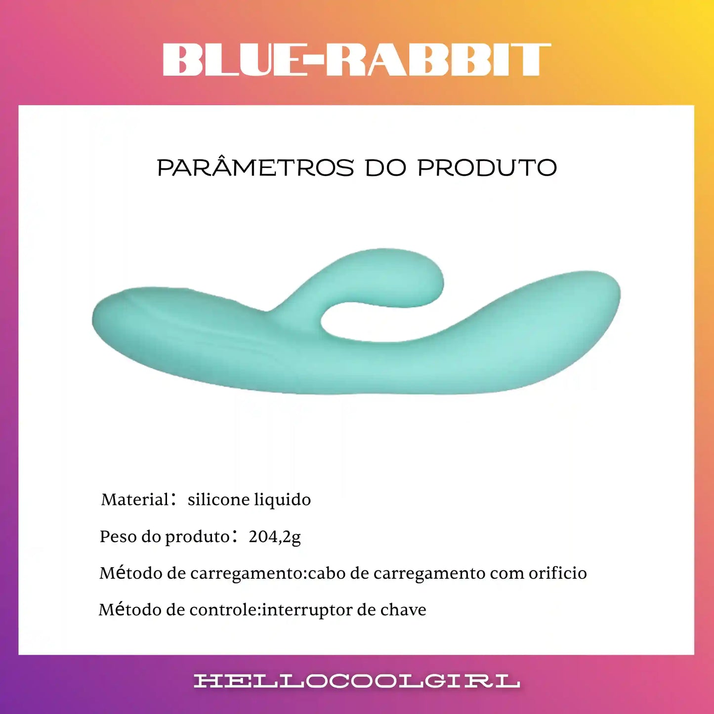 blue-rabbit-Parametrosdoproduto-Blue Velvet Rabbit Comprimento 210mm Peso 204.2g Carregamento DC Seguro