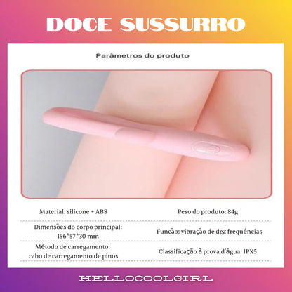 Doce Sussurro especificações de tamanho 156mm e peso 84g silicone seguro