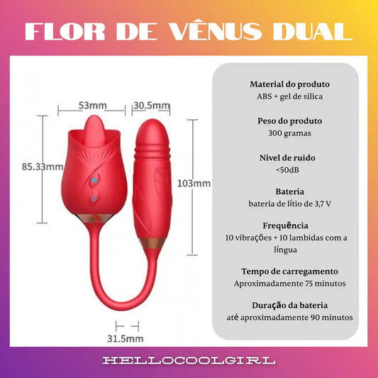 Flor de Vênus Dual Tabela de Especificações Técnicas Tamanhos e Carregamento Magnético PIX