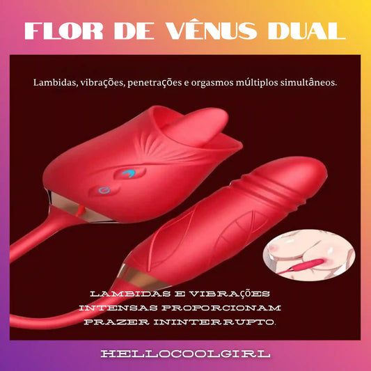 Flor de Vênus Dual Estimulador de Clitóris e Ponto G Vermelho Luxo Brasil