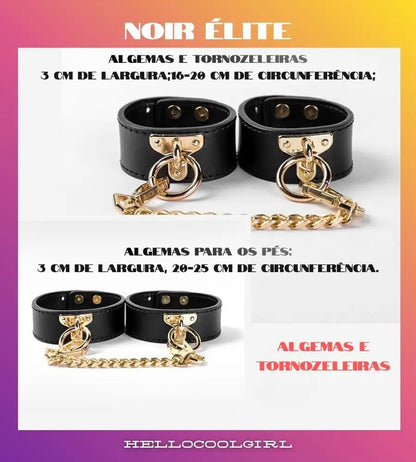 Vista lateral das algemas de 3cm de largura para suporte seguro nas zonas sensíveis.