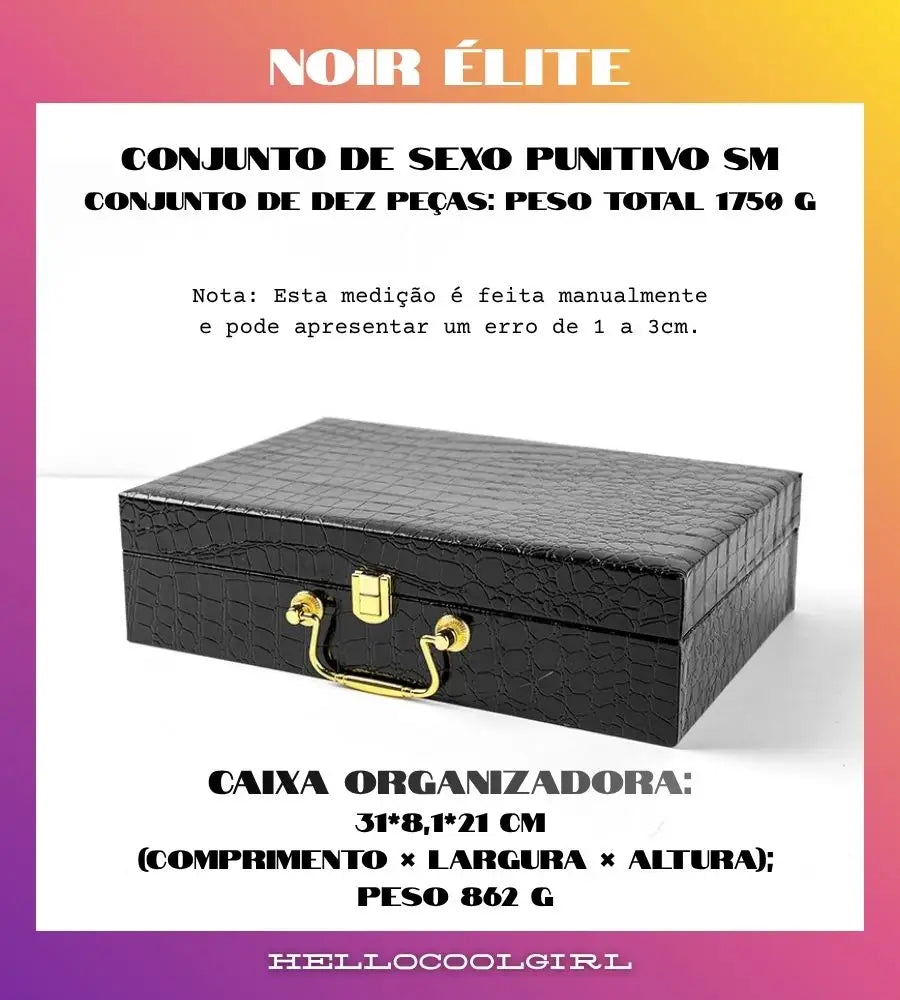 Vista traseira da caixa de armazenamento Noir Élite para higiene e discrição total.