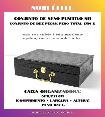 Vista traseira da caixa de armazenamento Noir Élite para higiene e discrição total.