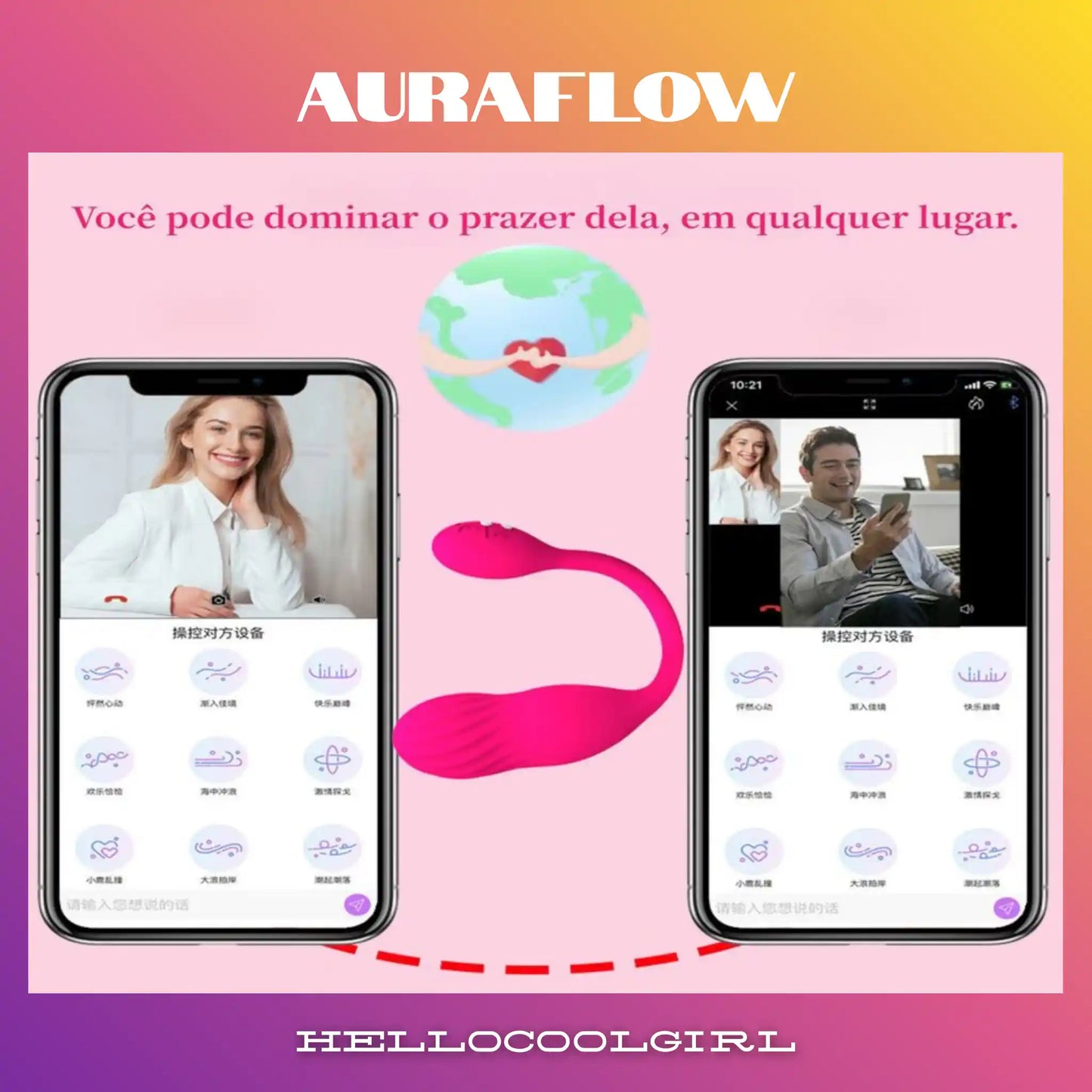 AuraFlow Luv com controle por aplicativo para casais à distância.