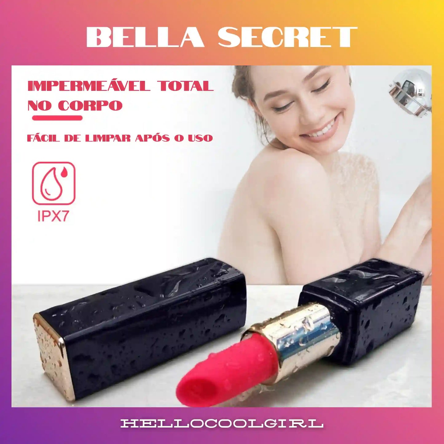 BellaSecret vibrador a prova d'água para uso no chuveiro seguro. Certificação e Remessa Conforme.