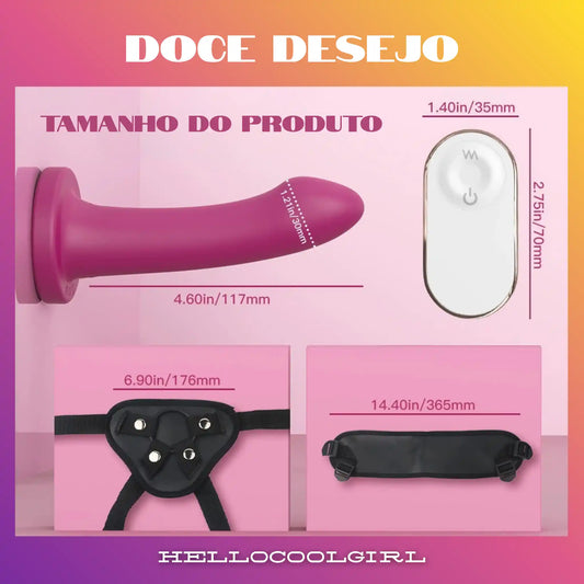 Vibrador Doce Desejo Magnético com 117mm de comprimento ideal para uso com strap-on no Brasil. Produto com Remessa Conforme.