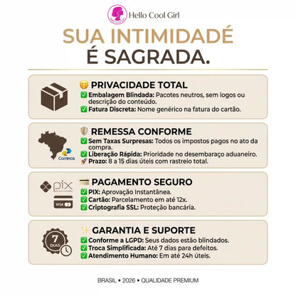 HelloCoolGirl DuoTouch: Envio discreto e Remessa Conforme garantida para todo o Brasil.