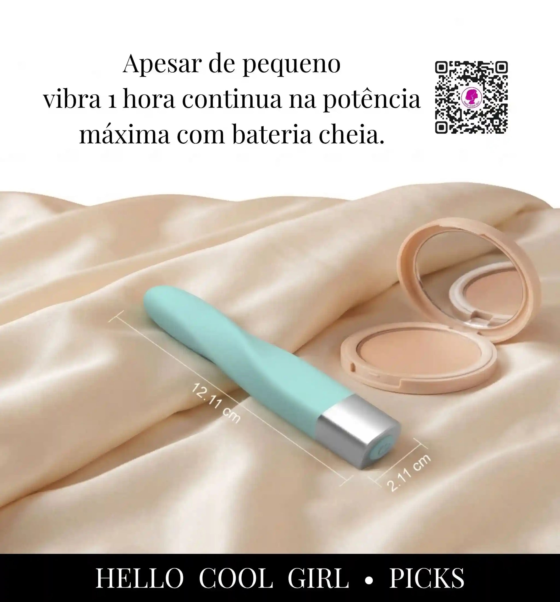 Dimensões detalhadas do Fada Mini com 12cm de comprimento para conforto total.