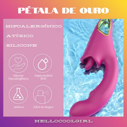 Pétala de Ouro em silicone premium IPX7 totalmente impermeável para uso no banho no Brasil. Produto com certificação de segurança e Remessa Conforme garantida.