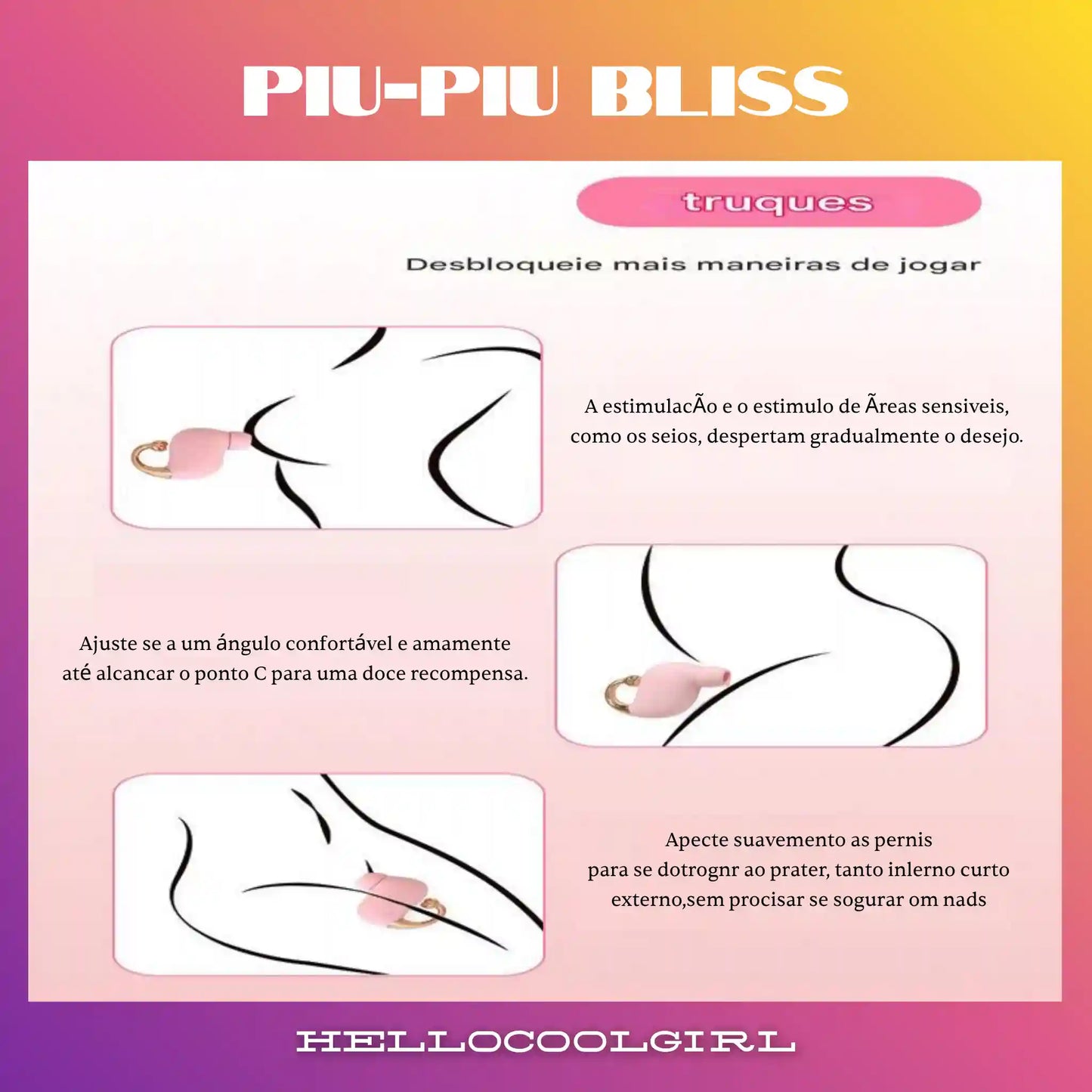 Vibrador Piu-Piu Bliss ergonômico para seios e ponto C.