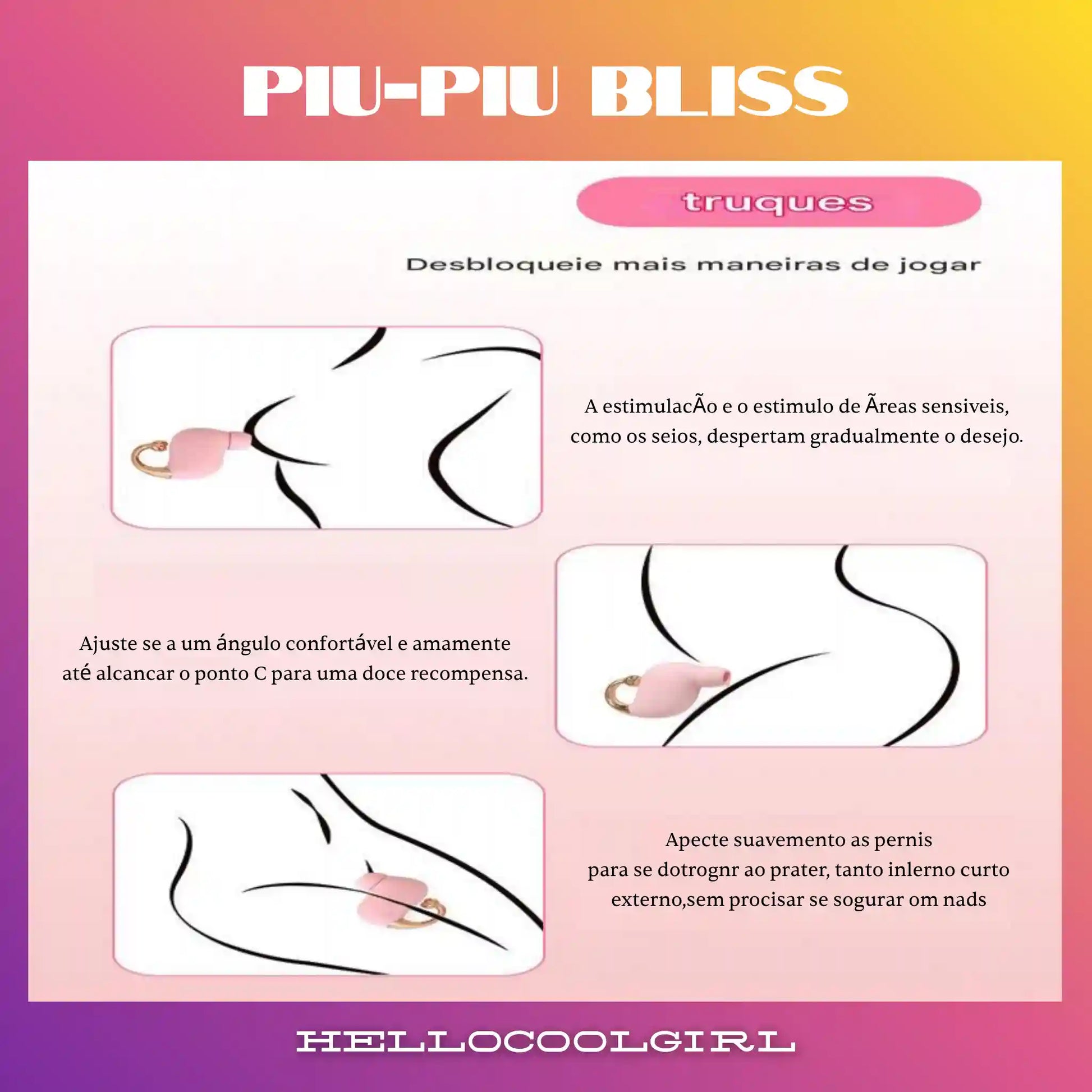 Vibrador Piu-Piu Bliss ergonômico para seios e ponto C.