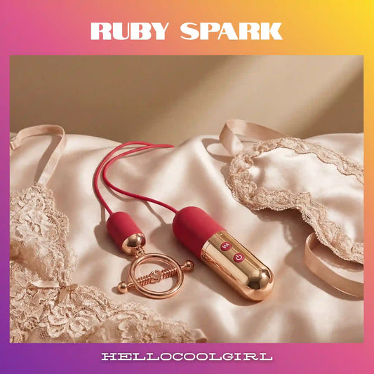 Ruby Spark estimulador de mamilos premium em cenário sensual no Brasil.