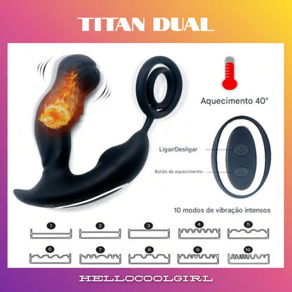 HelloCoolGirl Titan com aquecimento inteligente de 40°C e gráfico de 10 modos de vibração.